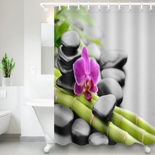 Waterproof Spa White Shower Curtain Flower Polyester Fabric Bamboo Leaf Black Stone Bathroom Curtains for Bathtub Home Decor 2024 - buy cheap