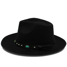 Sombrero de fieltro con visera ancha para hombre y Mujer, Sombrero de fieltro, Sombrero de Jazz, padrino, tamaño 58CM 2024 - compra barato