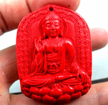 33*33MM Free shipping Chinese Red Organic Cinnabar pendant necklace flower hand-carve 2024 - buy cheap