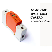 Hot sale C40-1P 20KA~40KA ~420V AC SPD House Surge Protector Protective Low-voltage Arrester Device Lightning protection 2024 - buy cheap