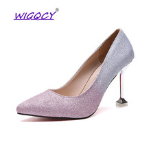 Women 9cm Thin High Heels Sexy Glitter Bright Scarpins Pumps Female Stiletto Wedding Bridal Mixed Colors Red Valentine Shoes 2024 - buy cheap