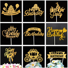 Happy Birthday Cake Topper Birthday Party Decorations Kids Girl Cupcake Topper Baby Shower 1st Birthday Gold Red Cupcake Toppers 2024 - buy cheap
