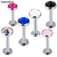 TIANCIFBYJS 316L Stainless Steel 16G 3-5mm CZ Nose Piercing Labret Ring Lip Rings Tragus Ear Piercings Studs 6-10mm Bar Length 2024 - buy cheap