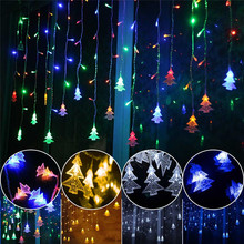 Árvore de natal lâmpada led string ins luzes de natal decoração luzes do feriado cortina lâmpada casamento neon lanterna 220v luz de fadas 2024 - compre barato