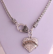 REALTOR  Heart Pendant Zinc Alloy Link Thick Chain Lobster Clasp Woman&Man Necklace 2024 - buy cheap