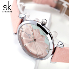 Shengke Luxury Diamond Cutting Watch Women Fashion SK Watch Women's Watches Top Brand Ladies Watch Leather Clock Reloj Mujer 2024 - buy cheap