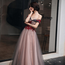 Burgundy Chinese Oriental Wedding Female Noble Cheongsam Off Shoulder Evening Dress Elegant Modern Celebrity Banquet Dresses 2024 - compre barato