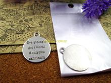 10 Uds.-abalorios de acero inoxidable "everything's got a morale if only you can find it" para collar/pulsera/llavero joyería DIY 2024 - compra barato