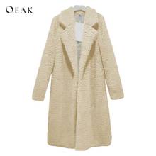 OEAK 2018 Winter Thicken Women Long Coat Casual Faux Fur Teddy Coat Fashion Solid Open Front Ladies Elegant Warm Jackets Outwear 2024 - buy cheap