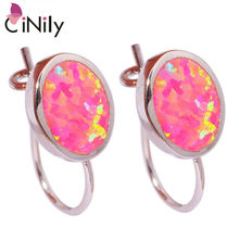 CiNily Created Pink Fire Opal Silver Plated Wholesale Fashion Party Wedding for Women Jewelry Gift Drop Earrings 16mm OH3021 2024 - buy cheap