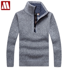 Warm Thick Velvet Cashmere Sweaters Men Winter Pullovers Zipper Mandarin Collar Man Casual Clothes Pattern Knitwear Big Size 3xl 2024 - buy cheap
