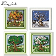 Four Seasons Trees cross stitch kit aida 14ct 11ct count printed canvas stitches embroidery DIY handmade needlework 2024 - buy cheap