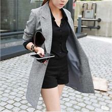 2019 Hot Selling Spring Women Casual Long Thin Blazers Coats Notched Collar Full Sleeve Single Button Fashion Cardigans 2024 - buy cheap