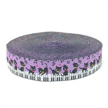 5/8" 16mmX10yards Zakka handmade accessories ribbon laciness piano notes russy cat Jacquard Ribbon KTZD15102811 2024 - buy cheap