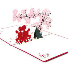 3D Pop Up Origami Paper Laser Cut Greeting Cards Handmade Vintage Cherry & Lover Birthday Postcards DIY Thank You Cards 2024 - buy cheap