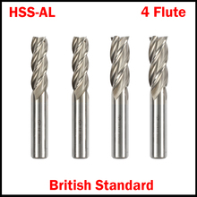 HSSAL-fresadora de 4 flauta, 5/16, 3/8, 1/2, 5/8 pulgadas, estándar británico, vástago recto, totalmente de tierra, molino plano 2024 - compra barato