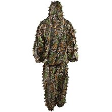 Полиэстер прочный открытый лесной Снайпер Ghillie костюм комплект плащ военный 3D лист камуфляж джунгли Охота птичка 2024 - купить недорого