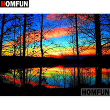 HOMFUN Full Square/Round Drill 5D DIY Diamond Painting "Lake sunset" Embroidery Cross Stitch 5D Home Decor Gift A09256 2024 - buy cheap