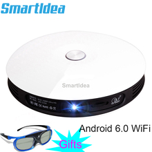 Проектор Smartldea M18, HD 1080p, Android 6,0, Wi-Fi, мини, Умный домашний кинотеатр, 3D проектор, батарея, проектор, Поддержка AirPlay Miracast 2024 - купить недорого
