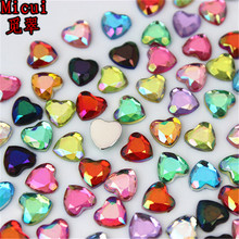 Micui 200PCS 6mm AB Crystal Heart Rhinestone Acrylic Flatback Crystals Stone 3D Non HotFix Nail Art For Crafts Decorations MC464 2024 - купить недорого