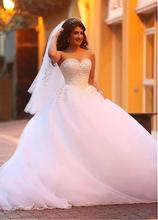 Vestido De novia De lujo, vestidos De novia musulmanes, Vestido De baile, escote Corazón, tul, perlas, Boho, Dubai, Vestido De novia árabe 2024 - compra barato