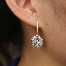 Top quality elegant women Earrings Jewelry bohemia dangle round ball drop Earrings  pave colorful rainbow sparking cz chic gift 2024 - buy cheap