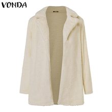 VONDA 2019 Autumn Women Winter Warm Coat Faux Fur Long Sleeve Overcoat Cardigan Casual Shaggy Fluffy Jackets Outerwear Plus Size 2024 - buy cheap