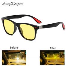 LongKeeper Anti-Glare Yellow Glasses Men Women Polarized Night Vision Sunglasses Rivet Decorate Classic Driving Goggles Oculos 2024 - buy cheap