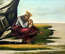 Pinturas en lienzo para sala de estar, St John on Patmos Sandro Botticelli, pintadas a mano de alta calidad 2024 - compra barato