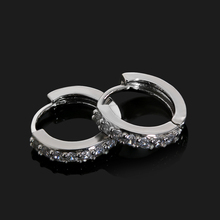 Classic Silver Color Crystal Round Hoop Earrings 1Pair Women Ear Studs Jewelry Accessories Minimalist Earrings Bijoux 2024 - buy cheap
