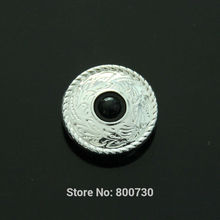 (KB301) 50pc 1'' (2.5cm) Metal Concho Prairie Dust Concho Sterling-Silver w/ Black-Stone Leathercraft 2024 - buy cheap