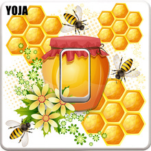 Yoja decoração da sala de família, adesivo de parede mel e abelhas, interruptor colorido, decalque pvc 12ss0081 2024 - compre barato