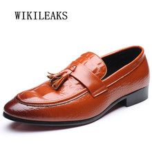 Italy Genuine Leather Men Shoes Slip On Loafers Oxford Shoes For Men Pointed Toe Tassel Wedding Dress Shoes Men Zapatos Hombre 2024 - buy cheap