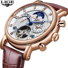 Gift LIGE Men Watch Mechanical Tourbillon Luxury Fashion Brand Leather Men Sport Watches Mens Automatic Watch Relogio Masculino 2024 - buy cheap