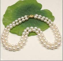 Beautiful 2 Rows AAA 8-9MM natural White south sea pearl necklace 14K 17-18 INch 2024 - buy cheap