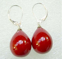 New 12x16mm Red Coral Color South Sea Shell Pearl Leverback Earrings 2024 - buy cheap