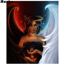 Алмазная 5D картина «сделай сам» с изображением дьявола, ангела, полная квадратная, круглая, вышивка стразами, мозаика, картина Стразы 2024 - купить недорого