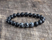 Fashion bracelets 8mm Snowflake Obsidian Bracelet Matte Onyx Bracelet Men Bracelet Yoga Gifts 2024 - buy cheap