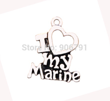 Antique Silver Series I Love My Marine letters Fashion Charms 2024 - buy cheap