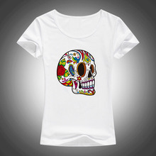 2016 summer fashion cotton t shirt women skull printed O-Neck short sleeve tops tees camiseta Free shipping 1915 2024 - buy cheap