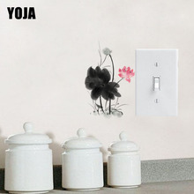 Yoja pintura de tinta tradicional chinesa em estilo chinês, decoração de lótus, adesivo de interruptor em pvc, decalque de parede 15ss0118 2024 - compre barato