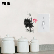 YOJA Chinese Classic Style Traditional Ink Painting Lotus Home Decorative PVC Switch Sticker Wall Decal 15SS0118 2024 - buy cheap