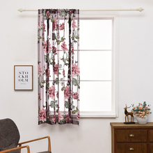 Sheer Kitchen Peony Flower Roman Window Drape Valance Semi Transparent Voile Curtains Window Treatment 2024 - buy cheap