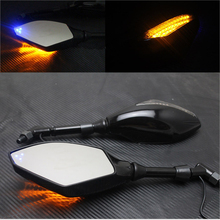 Universal Black Motorcycle Blue LED Turn Signals Indicator Rearview Side Mirrors For Street bikes Cruiser Scooters 2024 - buy cheap