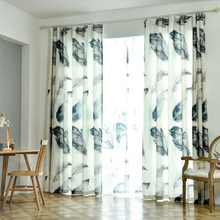 Ink Feather Printed Curtains For Living Room Window Treatments Grey Semi-shade Nordic Bedroom Study Room Curtain Single Panels 2024 - buy cheap