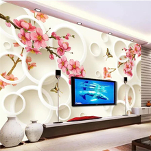 Beibehand-papel de parede personalizado para sala de estar, 3d, pêssego, círculo, ameixa, plano de fundo, decoração da casa, 3d, papel de parede 2024 - compre barato