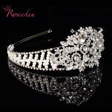 Lujosa flor perla cristal fiesta boda Tiara nupcial hecho a mano Rhinestone nupcial pelo cristal boda joyería de Tiara RE110 2024 - compra barato