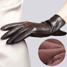 2022 New Ladies  Women's sheepskin gloves winter warmth plus velvet short driving female leather gloves high-end 2024 - buy cheap