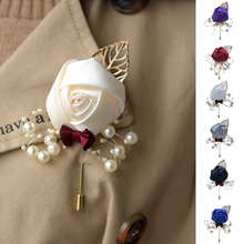 Wedding Brooch Prom Corsage Ceremony Flower Brooch Wedding Groom Groomsmen Buttonhole Flowers Boutonniere Pearl Brooch Pins Gift 2024 - buy cheap