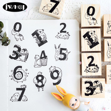 Cute animals digital series wood stamp numeral wooden rubber stamps for scrapbooking Handmade card diy stamp Photo Album Craft 2024 - buy cheap